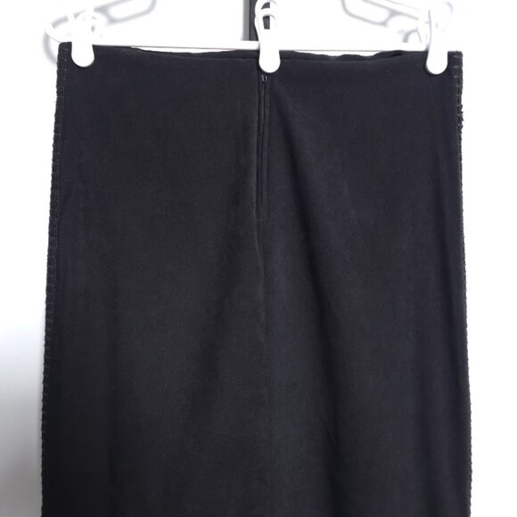 Vintage Divine Skirt Women’s M Black Faux Suede Maxi Long Whipstitch Trim USA - Picture 3 of 10